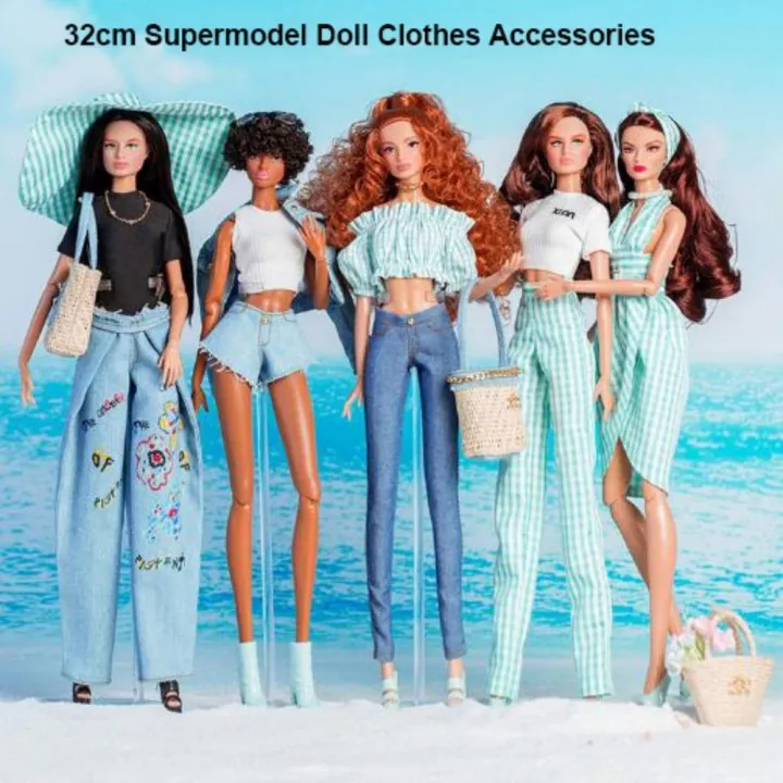 New%20Multistyles%2032cm%20Supermodel%20Doll%20Clothes%20Denim%20Elegant%20Design%20Pant%20Handbag%201/6%20BJD%20Doll%20DIY%20Dress%20-%20Image%207
