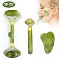 Jade Stone Face Roller Massager Tool Set - 3 Pcs. 