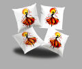 Set of 4 Dancing Silhouette Graphic Printed Cushions Cover with Filling 16x16– Set of 4. 