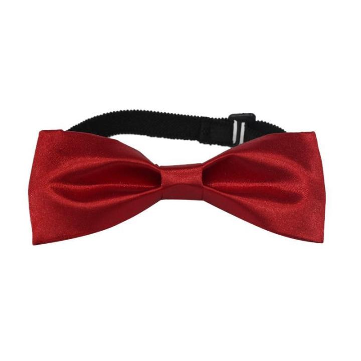 Red Solid Neck Bow Tie For Men