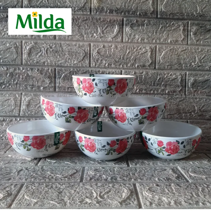 Milda Melamine Bowl 6 inch 6 pcs 750ml