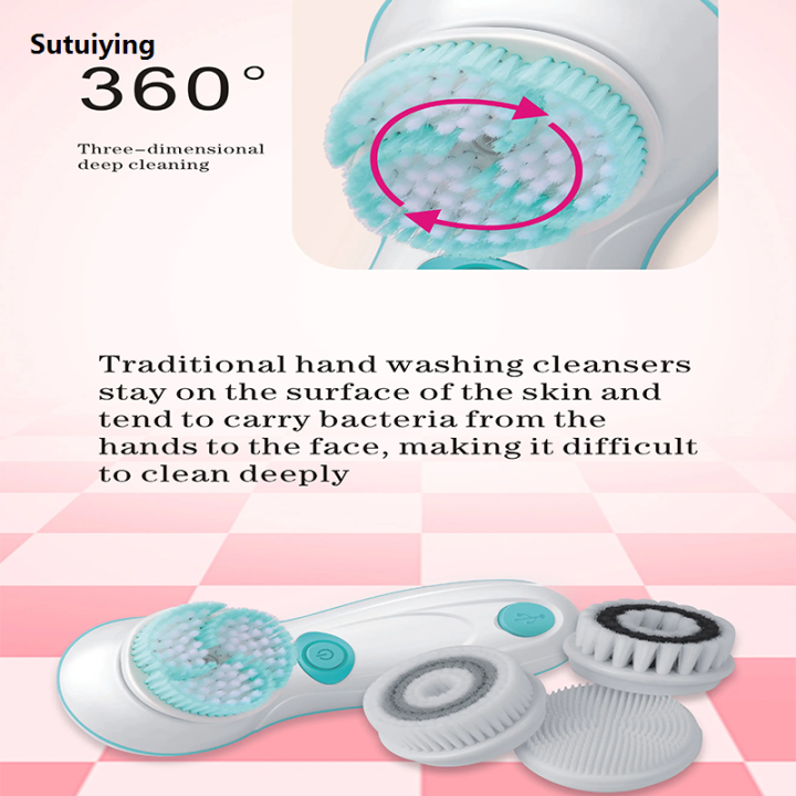 Sutuiying%204%20in%201%20Electric%20Face%20Cleaner%20Brush%20Waterproof%20Rotating%20Face%20Profesional%20Washing%20Brush%20Handheld%20Spinning%20Face%20Cleaning%20Brush%20-%20Image%204