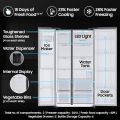Samsung 633L Side By Side Refrigerator =  RS78CG8543SLIM Convertible 5-in-1 Digital Inverter With AI, WiFi & Water & Ice Dispenser. 