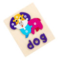 Cute Baby Colorful Wooden Dog Shaped Puzzle, Numerical Number with Animal Name Early Learning & Education Toys 3D Jigsaw Montessori Puzzle for Kids. 