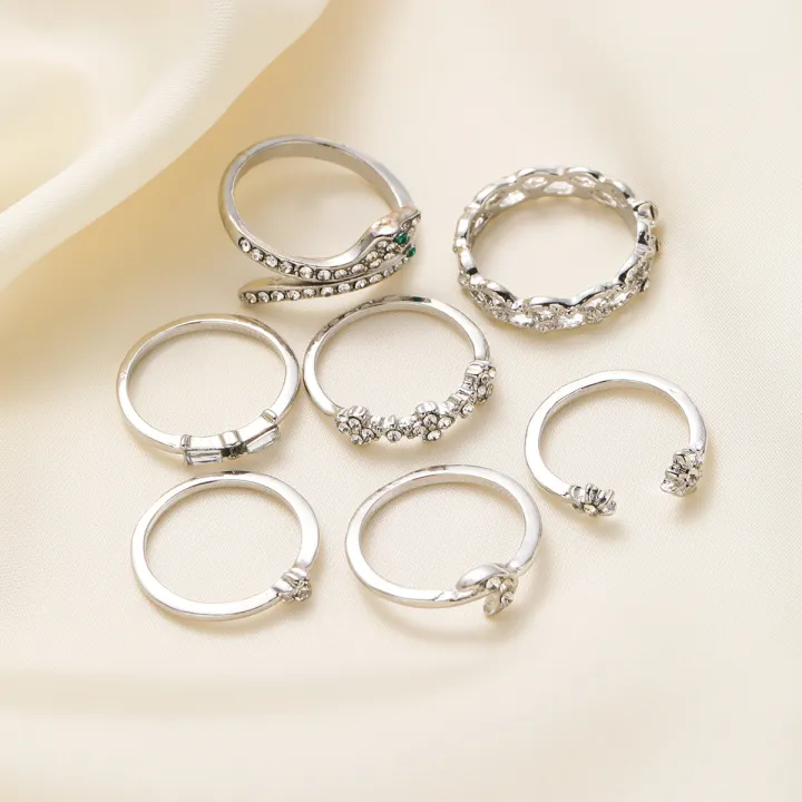 Youbo%20Silver%20Star%20Moon%20Spot%20Drill%20Ring%20Creative%20Retro%20Snake%20Shape%20Ring%207%20Set%20-%20Image%203
