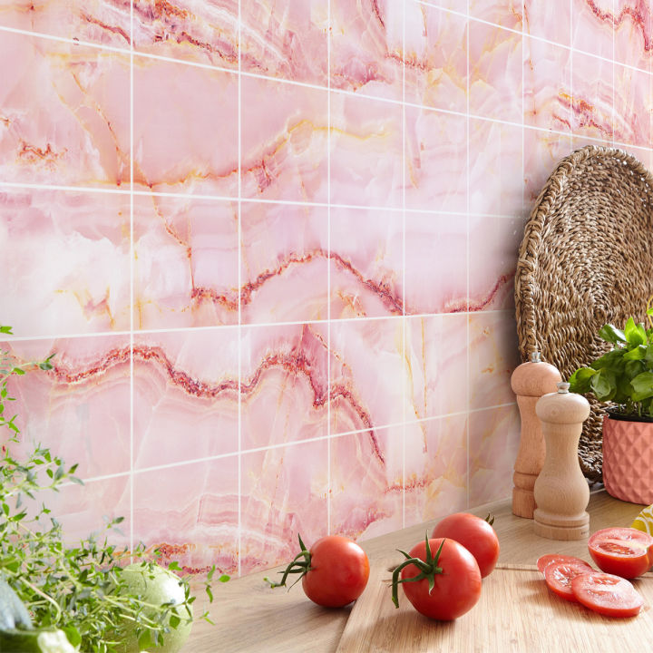 Artsy%20Home%20Elegant%20Pink%20Cana%20Marble%20Texture%20Cement%20Tile%20Wall%20Stickers,%2048pcs%20-%2010cm%20x%2010cm,%20New%20Home%20Decor%20Decals%20-%20Image%203
