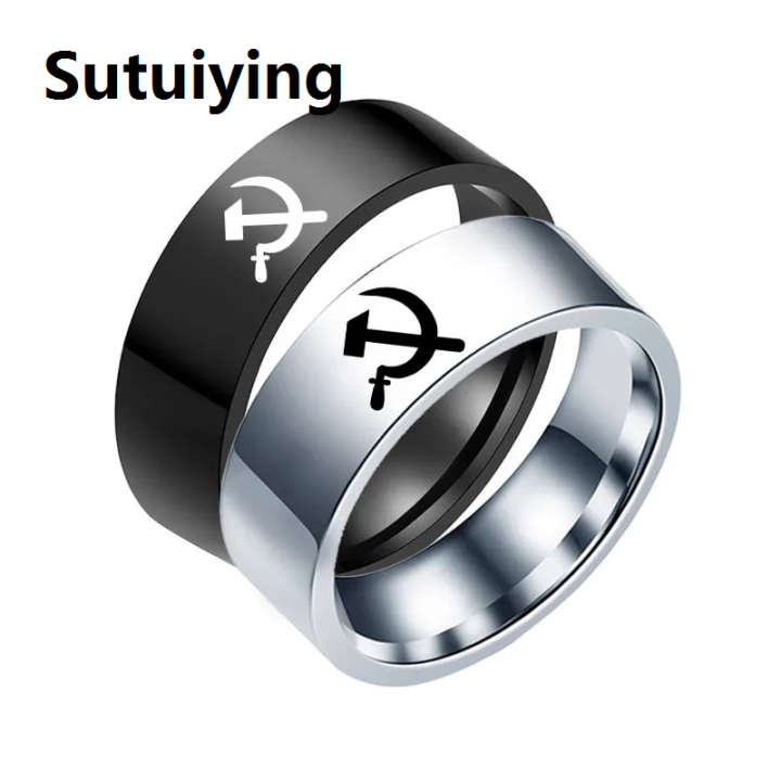 Sutuiying%20MOREDEAR%202020%20Fashion%20Jewelry%20Hammer%20and%20Sickle%20Ring%20Titanium%20Steel%20Rings%208mm%20Men's%20Ring%20Cocktail%20Ring%20for%20Anniversary%20Gift%20-%20Image%205