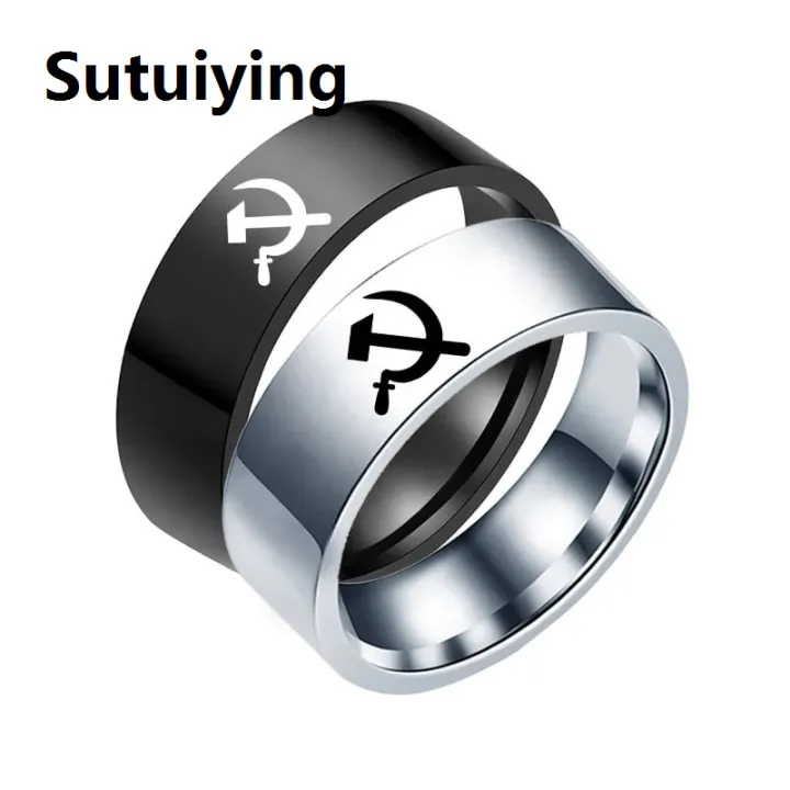 Sutuiying%20MOREDEAR%202020%20Fashion%20Jewelry%20Hammer%20and%20Sickle%20Ring%20Titanium%20Steel%20Rings%208mm%20Men's%20Ring%20Cocktail%20Ring%20for%20Anniversary%20Gift%20-%20Image%205