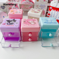 Wenefang Sanrio Hello Kitty Storage Box Makeup Bag Cinnamoroll Jewelry Box Fifty percent discount Drawer Style Arrange My Melody Cute Holiday Gifts for Girls. 