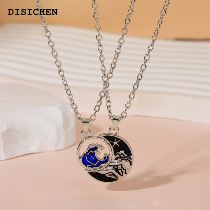 DISICHEN%20Sales%20promotion%20Cute%20Sun%20And%20Moon%20Pendant%20Necklace%20Blue%20Black%20Colors%20Mountain%20Sea%20Wave%20Chain%20Choker%20For%20Lovers%20Couple%20Best%20Friends%20Party%20Gift%20-%20Image%202