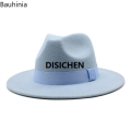 DISICHEN 2023 New Hot Wide Brim Felt Fedora Hats With Bee Ribbon Autumn Winter Wedding Party Trilby Hat Men Gentleman Jazz Hats 56-58CM Portable. 