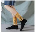 Men’s Cotton Crew Sports Socks – Breathable Long Tube Socks with Alphabet Print & Color Contrast Design for Basketball, Streetwear & Everyday Comfort (Assorted Colors). 