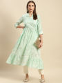 Kiva Printed Calf Length Partywear Flared Kurtha for Women. 