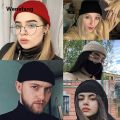 Wenefang Winter Women Men Solid Color Warm Knitted Brimless Hat Male Beanies Portable Autumn Hip Hop Skullcap Street Men Beanie Uni Melon Cap. 