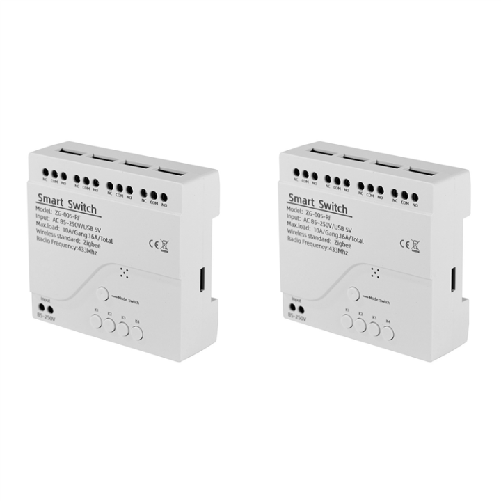 ARELENE 2X 4 Channels Tuya ZigBee Smart Switch Module RF433 Smart Home Automation DIY Breaker Wireless Relay Voice Control