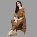 Cotton Blend Kurta Trouser For Women (Brown). 