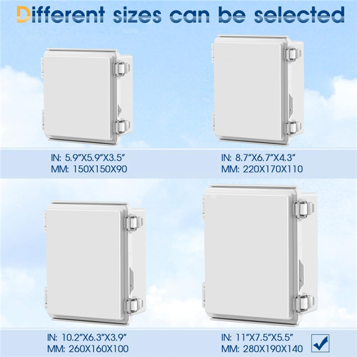 Waterproof%20Outdoor%20Project%20ABS%20Junction%20Box%20IP67%20Weatherproof%20Light%20Grey%20Stainless%20Steel+ABS%20with%20Hinged%20Cover,%20Mounting%20Plate%20-%20Image%203