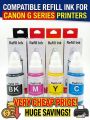 Canon Compatible Refill Ink Full Set ( BK, C, M, Y) For PIXMA G-series Inkjet Printer, 135 ml Black Ink & 70ML Color. 