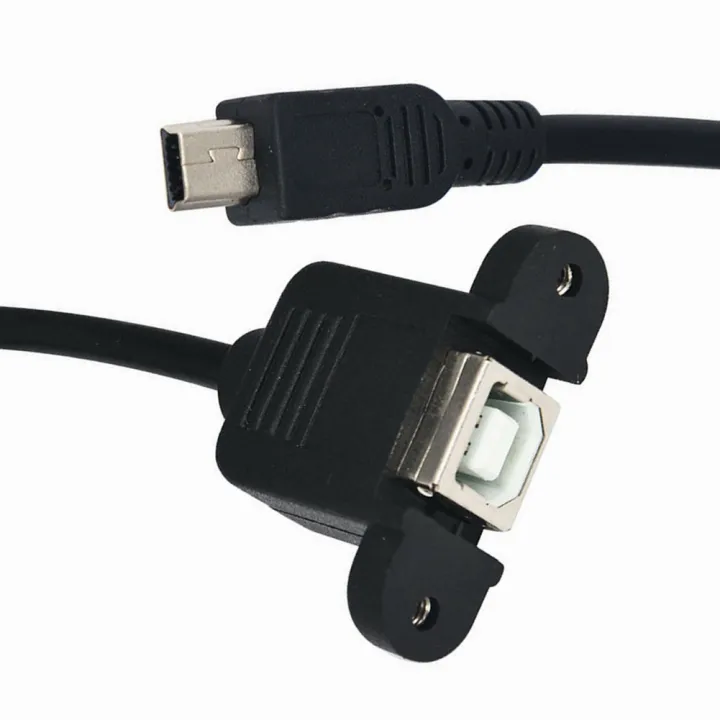 USB%20Type%20B%20USB-B%20Female%20with%20Panel%20Mount%20to%20Mini%20USB%20Plug%20Male%20Adapter%20Cable%20-%20Image%203