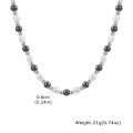 Pearl Bead Necklace for Men Boys,Natural Hematite Beaded Collars,Hip Hop Simple Jewelry Gifts. 