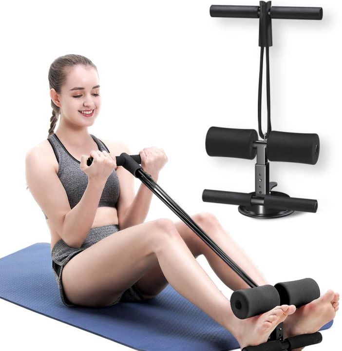 INST Sit Up Bar for Floor with Resistance Bands, Sit Up Assistant