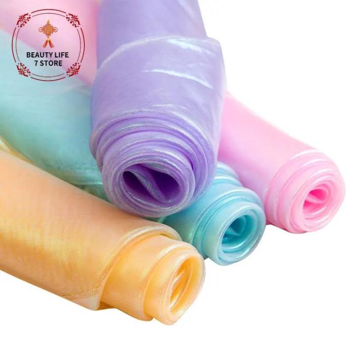 Laser%20tulle%20fabric%20organza%20Glass%20yarn%20colorful%20sewing%20mesh%20cloth%20Fluorescent%20yarn%20silk%20chiffon%20stage%20clothing%20transparent%20-%20Image%202