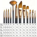 12Pcs/Set New Nylon Hair Painting Brush Set Acrylic Materials Watercolor Gouache Oil Painting Brush Short Wood Rod Multi-functional Drawing Supplies. 