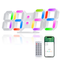 3D LED Digital Wall Clock Time Date Table Clock with App Control for Home Bedroom. 