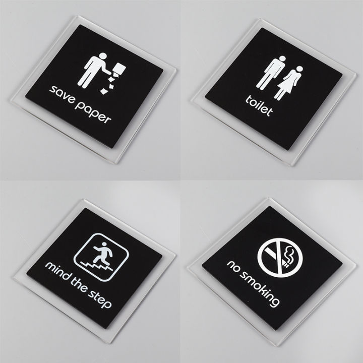 Warm Reminder Warning Sign Public Shope Signage Men and Women Restroom Instruction Sign No Smoking Logo Keep Quiet Save Paper