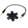 3.5mm Audio Aux Cable Splitter 1 Male To 5 Female Headphone Port 3.5 Jack Share Adapter For Tablet MP3 MP4 Smart Mobile Phone. 