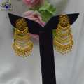 Jewels of Nepal Gold Plated Layered New Trending Floral Top Design Dangling Earrings For Women. 