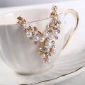 Gifts Accessories Flower Necklace  / Earrings Imitation  Engagement Bridal Wedding  Plated Jewelry Sets. 