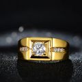 Moxly HOYON Real Coating Gold Jewelry 24k Original Ring For Men Wedding Bands Imitate Diamond Cubic Zircon Gems Resizable Finger Ring Golven Toy. 