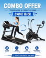 Sparnod Fitness Combo – Treadmill STH-1200 + Spinning-Q7 Car Exercise Bike. 