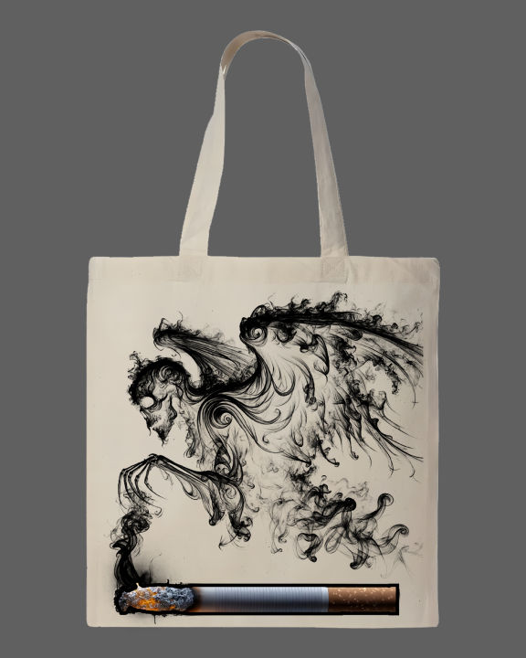 Smoke%20Demon%20%20Printed%20Tote%20Bag%E2%80%93%20Black%20&%20White%20-%20Image%202