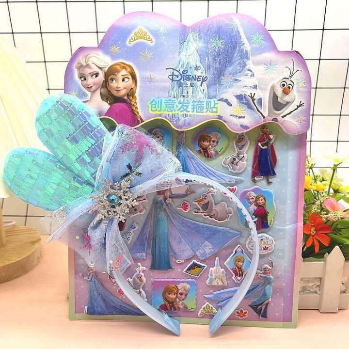 New Childrens Rabbit Ear Headband Furong Leather Three-dimensional Bubble Girl Princess Dress Up Cartoon Sticker Gift