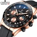 CHENXI brand fashion business, three eye, six needle, chronometer, quartz men's watch. 