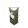 Nullmul Bohemian Style Wall Decoration Tapestry Leaf Tassel Tapestry Braided Chic Hand Woven Bohemian Green. 