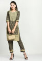 Women Grey Green Kurta with Palazzos (DK-80). 