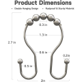 FORIDE 12 Pcs Shower Curtain Hooks, Shower Curtain Rings Rust Proof Balanced Glide Double Shower Curtain Hooks Silver. 