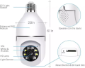 Shoppoint  WiFi Bulb CCTV Camera 4MP | 360&deg; Dual Lens PTZ Smart Security Camera with Night Vision Motion Alert Two Way Audio SD Support. 