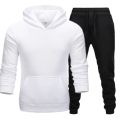 Men's Combo White Hoodie And Black Joggers Set. 