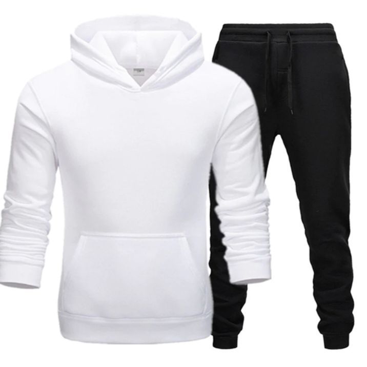 Men's%20Combo%20White%20Hoodie%20And%20Black%20Joggers%20Set%20-%20Image%202
