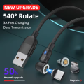 Data Cable | Rotating Magnetic Charging Cable 3 in 1 USB | 2 Meter Magnetic Charger Cable | 3A Fast Charge. 