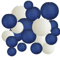 80Pcs 6 Inch-12 Inch Paper Lanterns Assort with Size Navy Blue Beige Chinese Paper Lantern Lampion. 