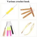 Dreadlocks Crochet Hook Set Crochet Braids Hair Locking Tool with Wooden Handle Weaving Needle Hooks for Hair Braids. 