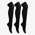 School or Uniform Thigh High Stocking Length Black Socks For Girls (Pack Of 3). 