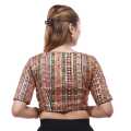 Multicolor V- Neck Quarter Sleeve Floral Embroidred Back Zippered Design Readymade Blouse For Women. 