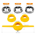 6 PCS PVC Thread Maker Tool, Yellow Metal with 1/2 Inch 3/4 Inch 1 Inch Dies Reusable PVC Pipe Threader Plumbing. 
