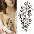 Waterproof Temporary Tattoo Sticker Black Rose Big Skull Spider Mechanical Mermaid Body Art Leg Arm Tattoo Man Woman. 